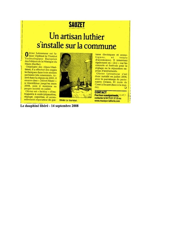 Journal "Le Dauphiné" 2008