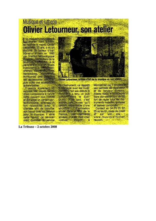 Journal "La tribune" 2008